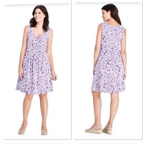 Lands End Fit and Flare lavender paisley dress xl